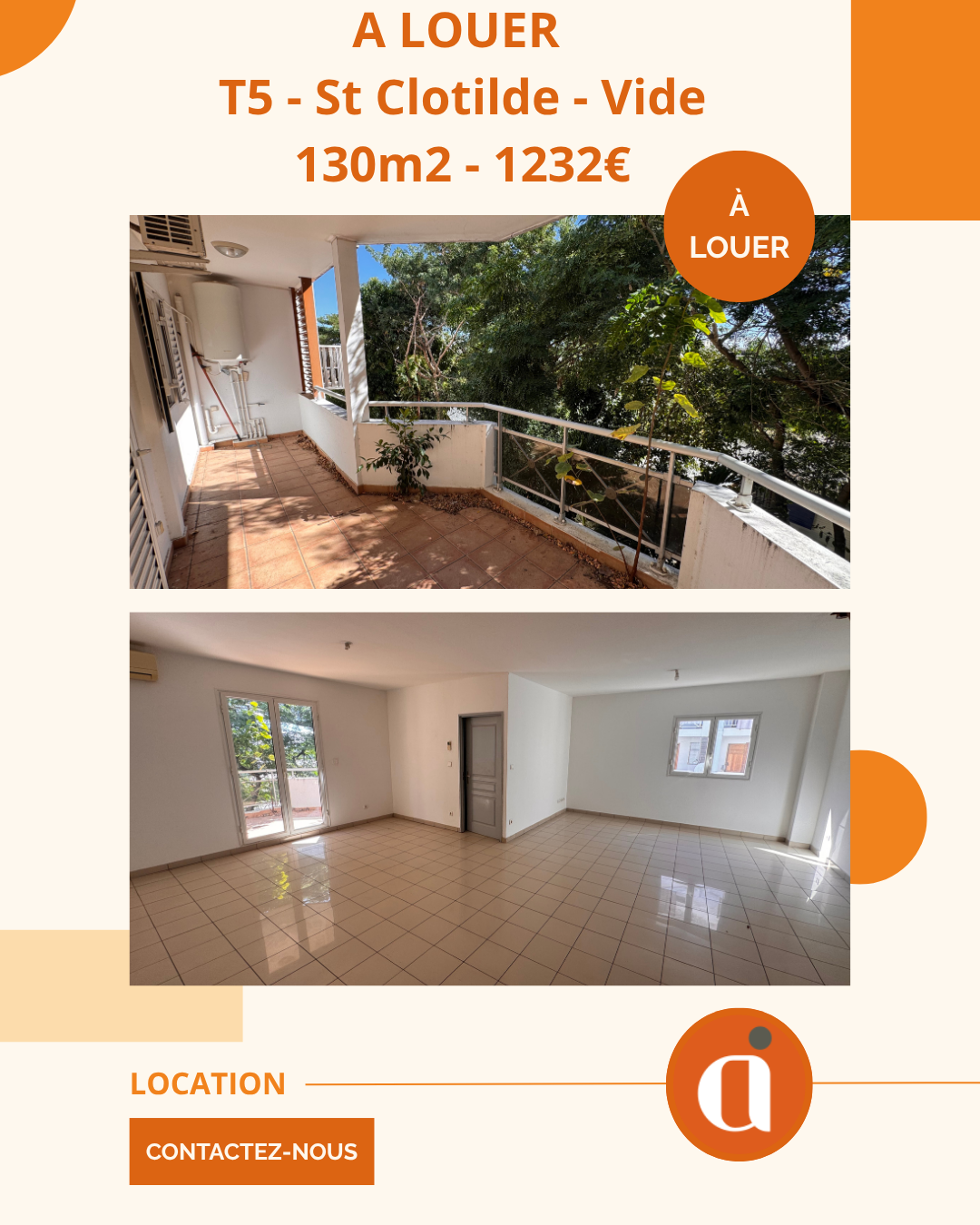 A LOUER – T5 DUPLEX – ST CLOTILDE