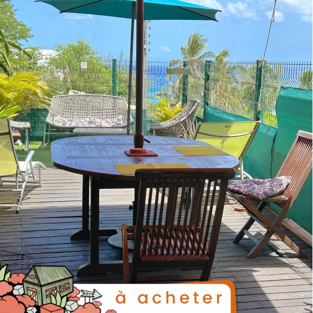 T3 avec jardin, vue océan et grand garage, centre ville de Saint Gilles