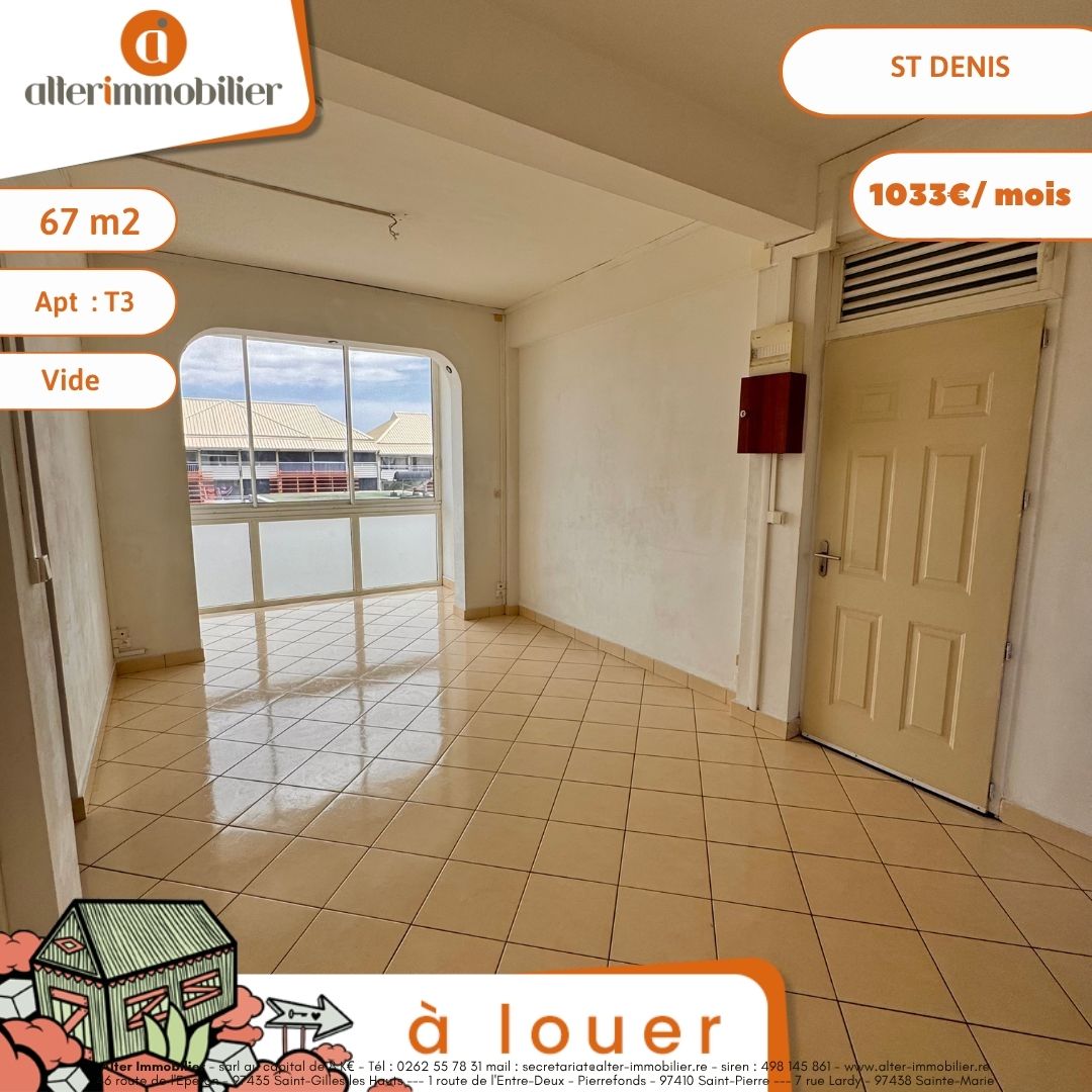 A LOUER – T3 VIDE – ST DENIS