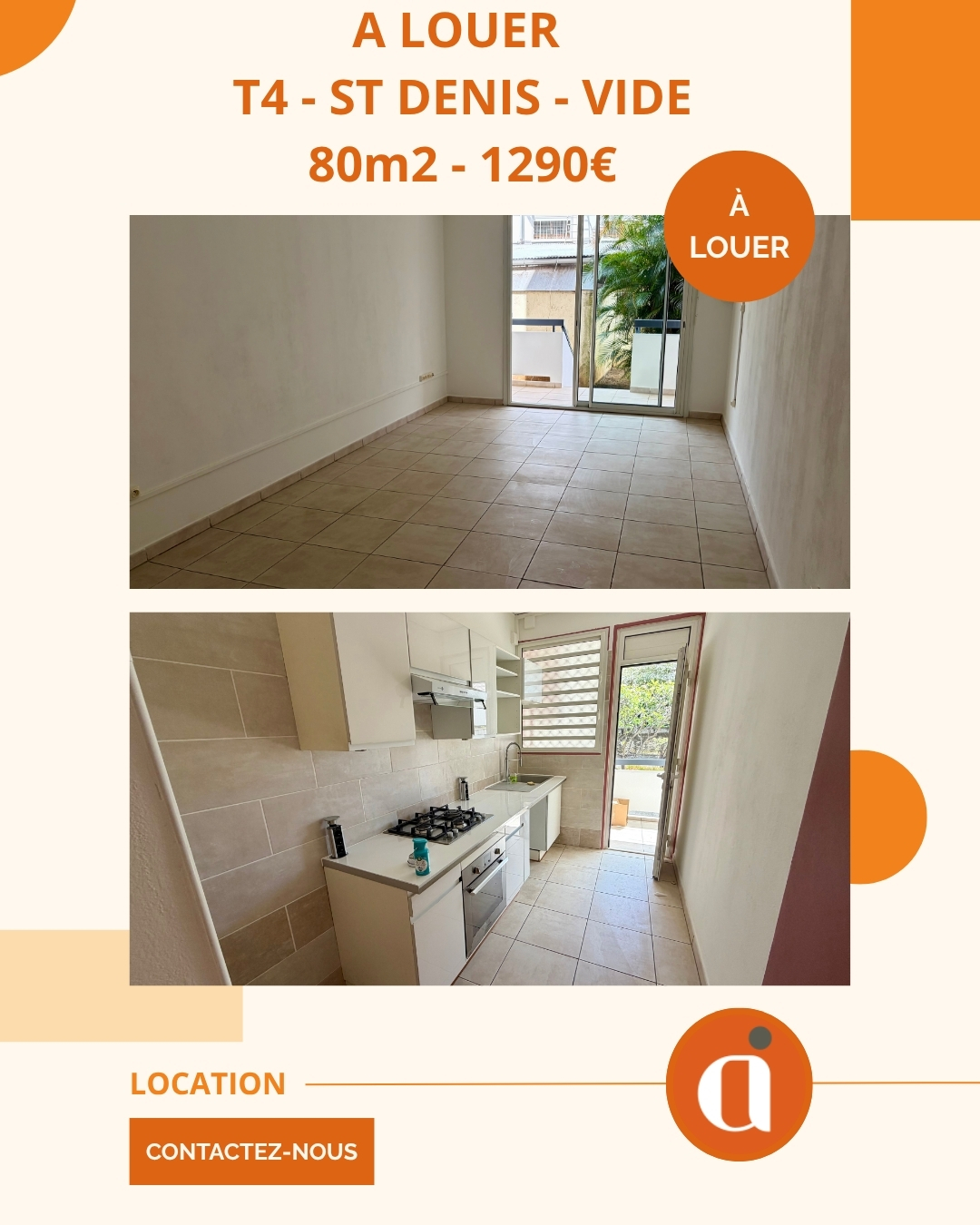 A LOUER – ST DENIS – T4 VIDE