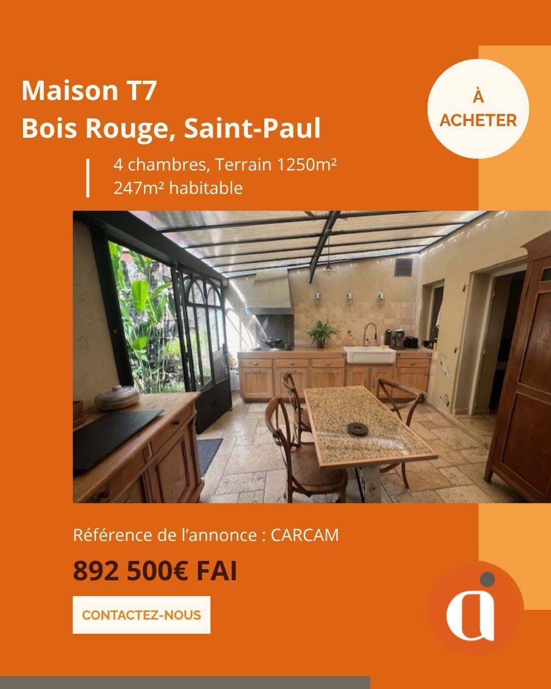 A VENDRE – Maison T7 – Saint-Paul