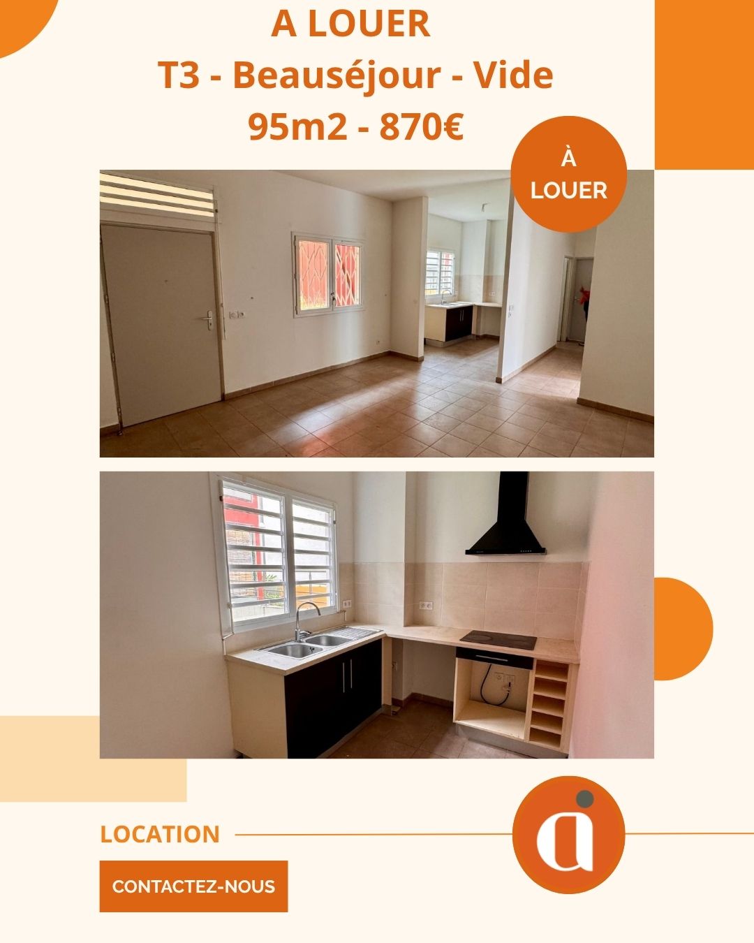 A LOUER – T3 VIDE – BEAUSEJOUR