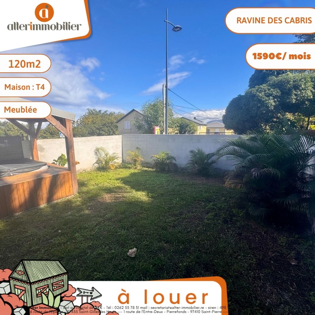 A LOUER – VILLA T4 MEUBLEE – RAVINE DES CABRIS