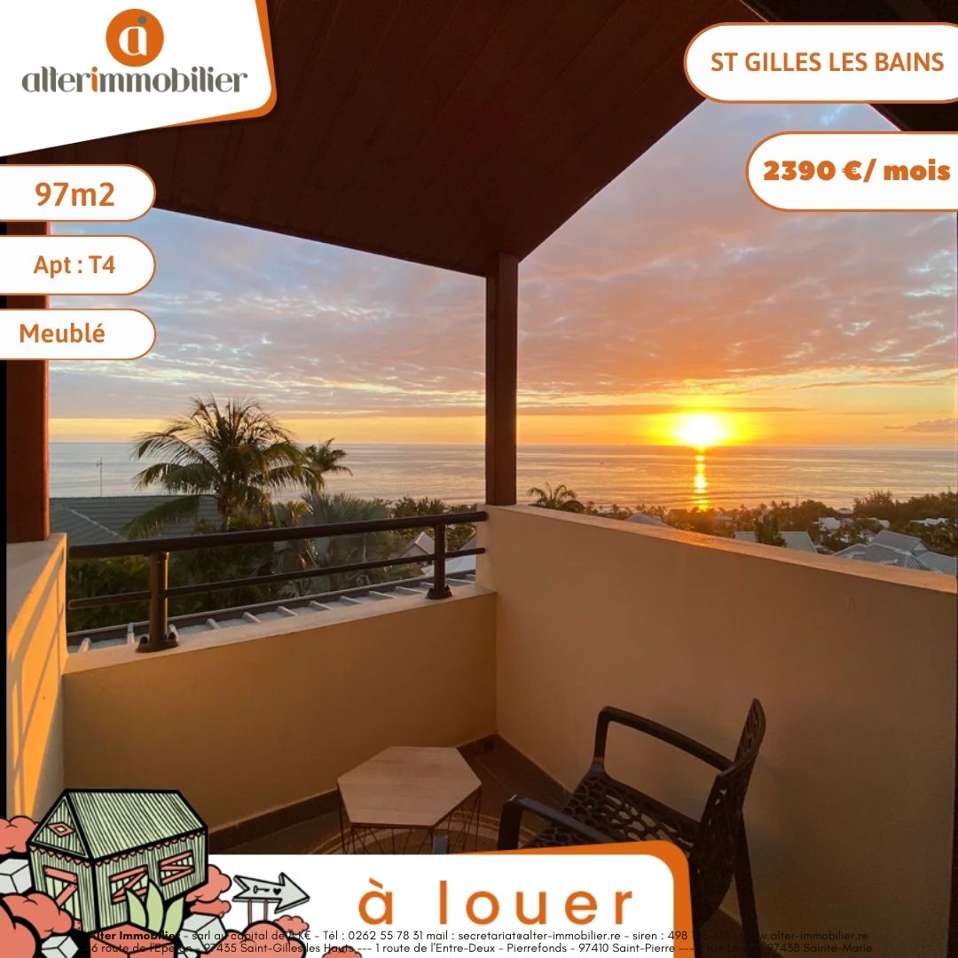 A LOUER – T4 MEUBLE – ST GILLES LES BAINS