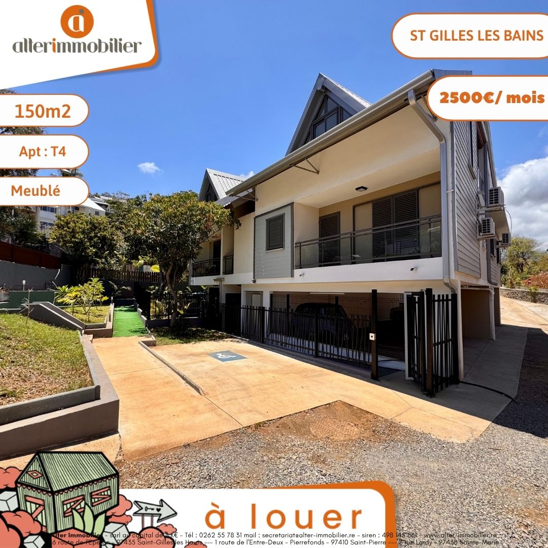 A LOUER – T4 MEUBLE – ST GILLES LES BAINS