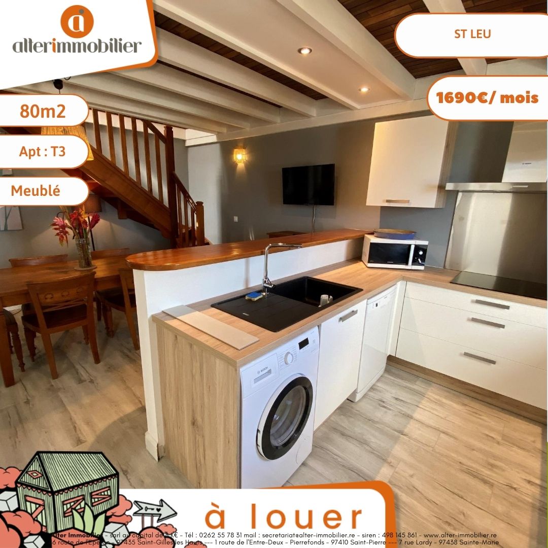 A LOUER T3 DUPLEX – MEUBLE – ST LEU VUE MER