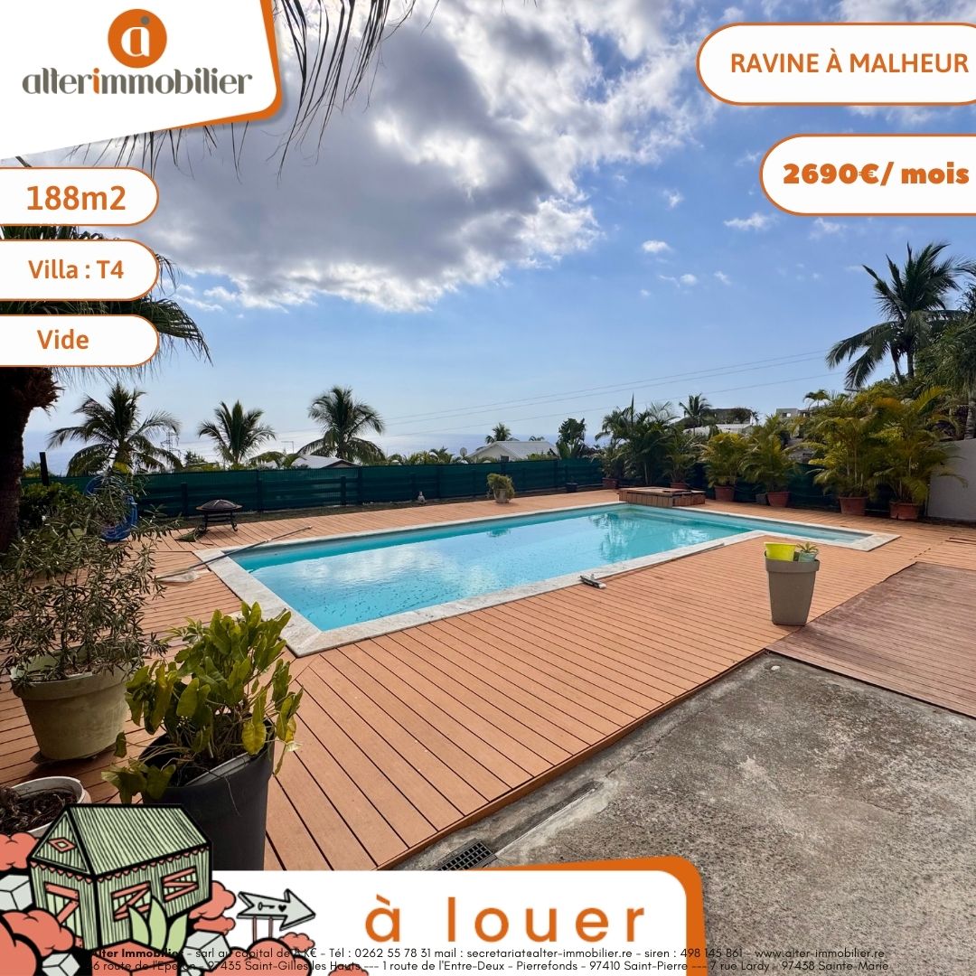 A LOUER – VILLA T4 VIDE – RAVINE A MALHEUR