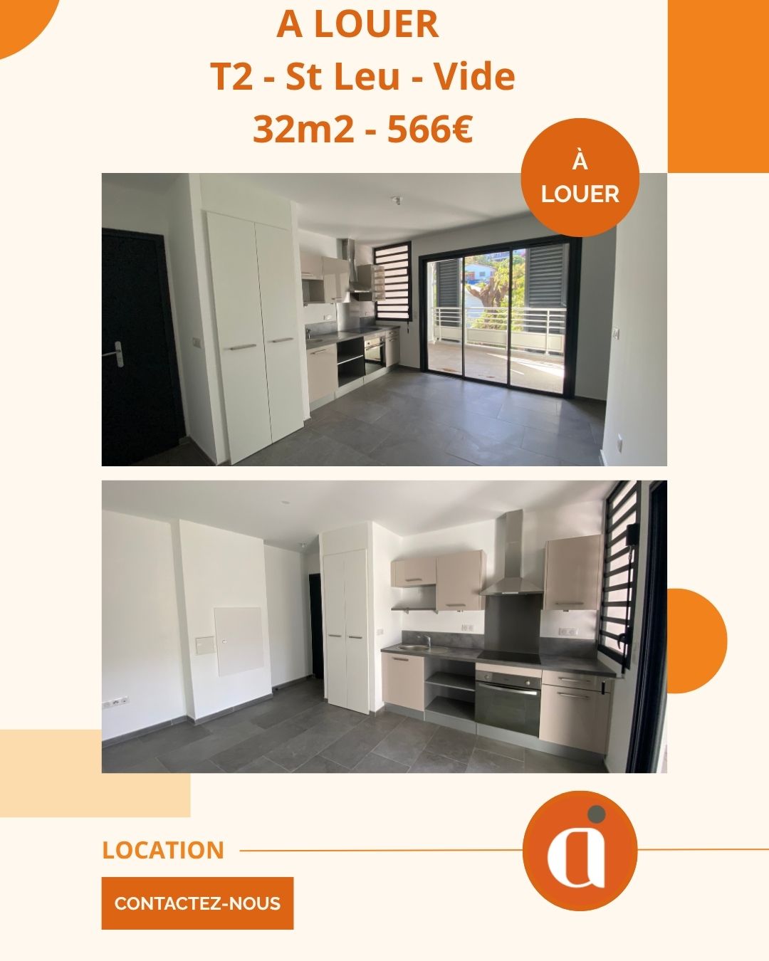 A LOUER – T2 – CENTRE VILLE ST LEU