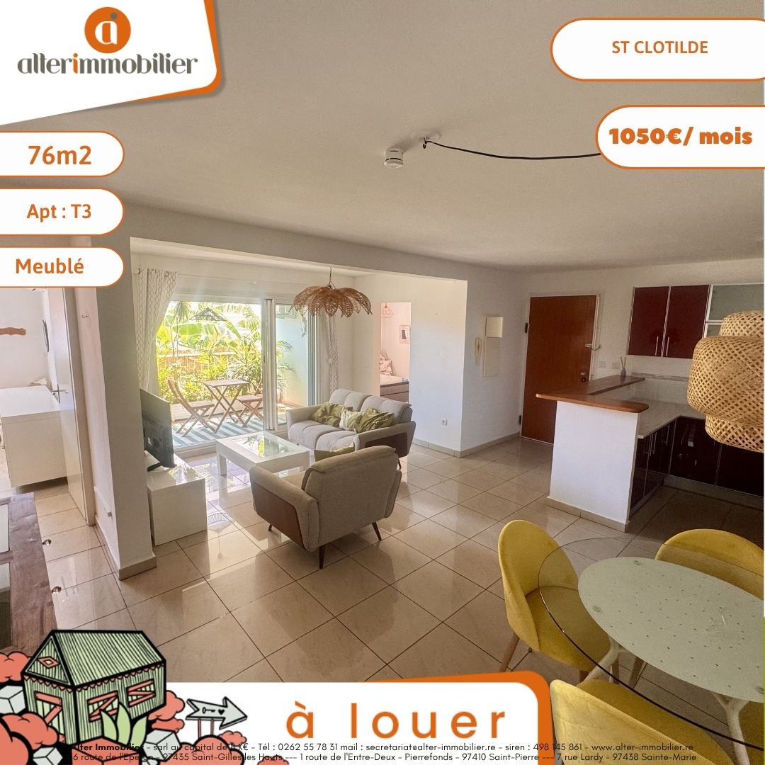 A LOUER – T3 MEUBLE – ST CLOTILDE