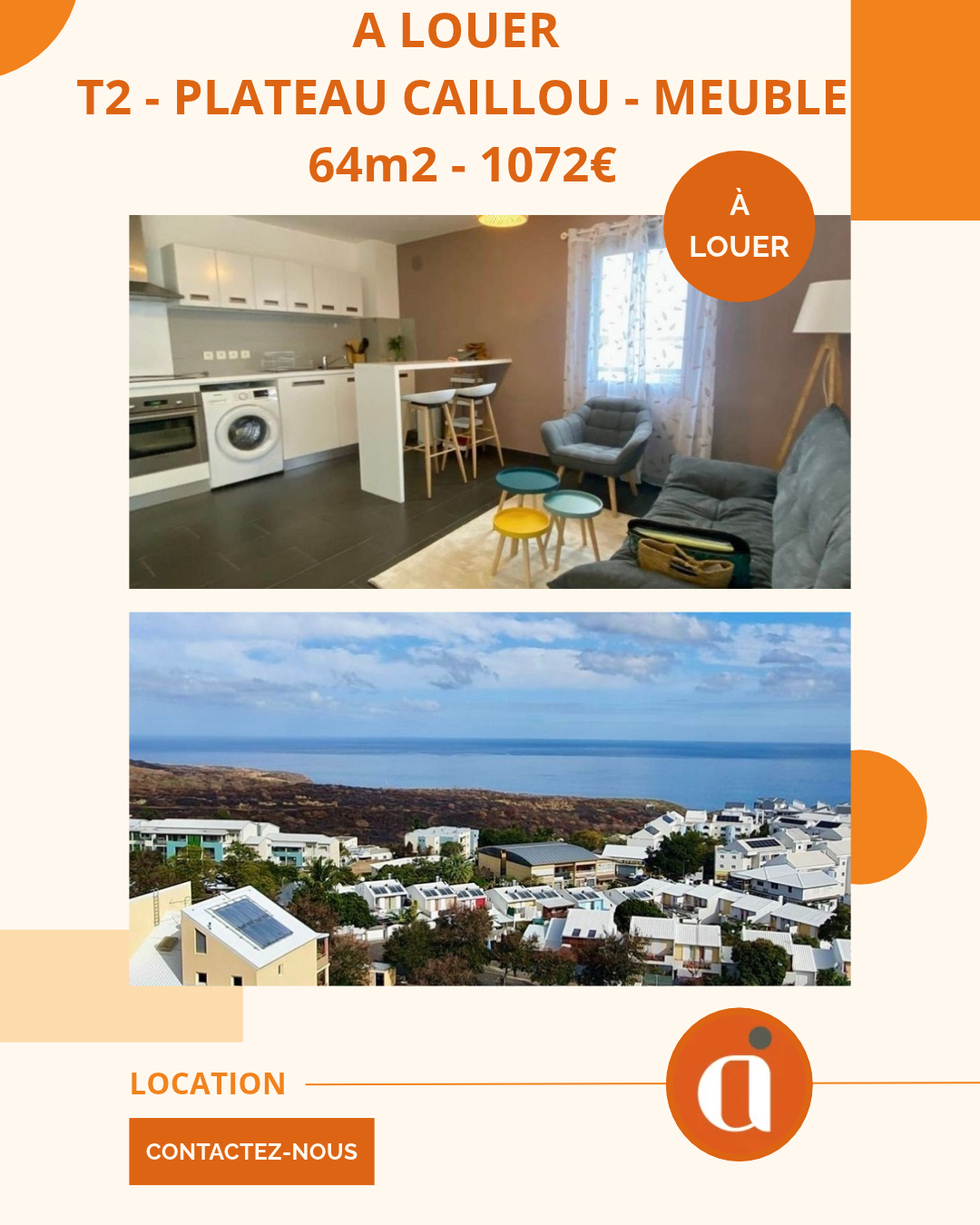 A LOUER – T2 MEUBLE – PLATEAU CAILLOU