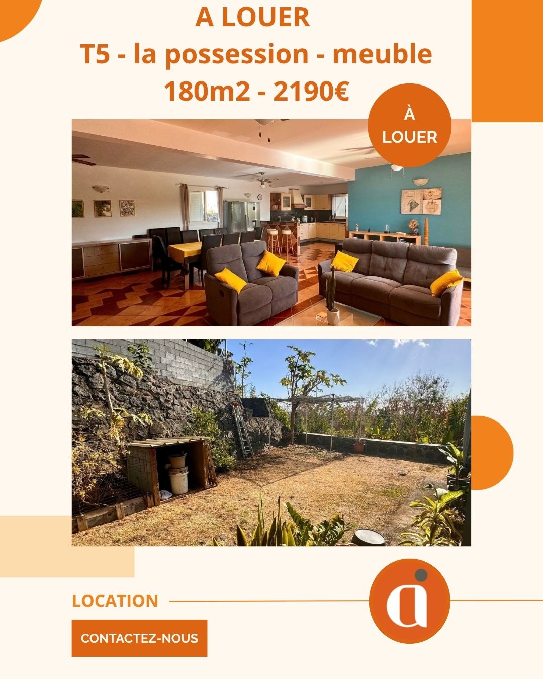 A LOUER – VILLA T5 MEUBLEE – POSSESSION