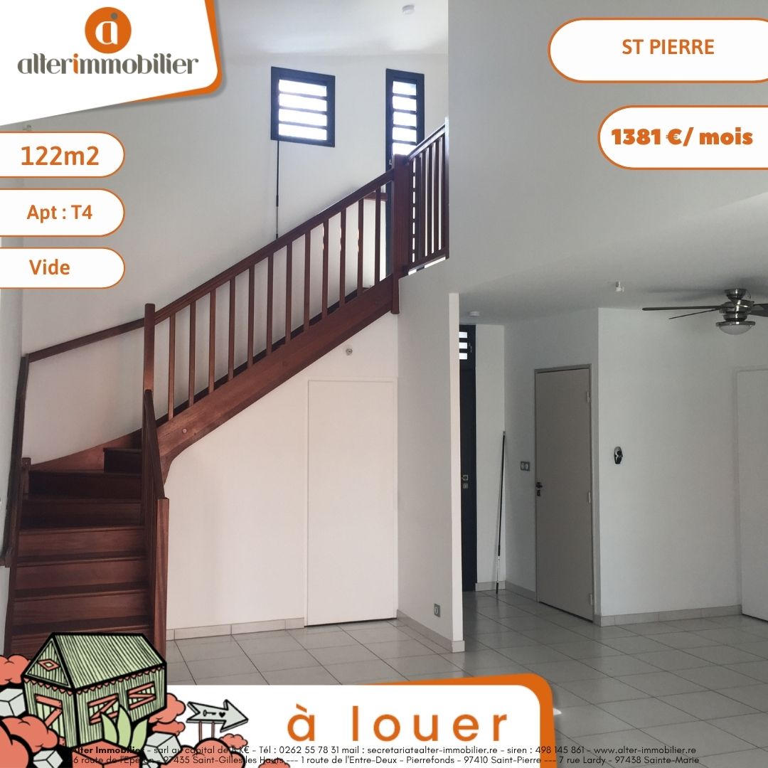 A LOUER  – T4 DUPLEX ST PIERRE – RAVINE BLANCHE JARDIN D’UGO