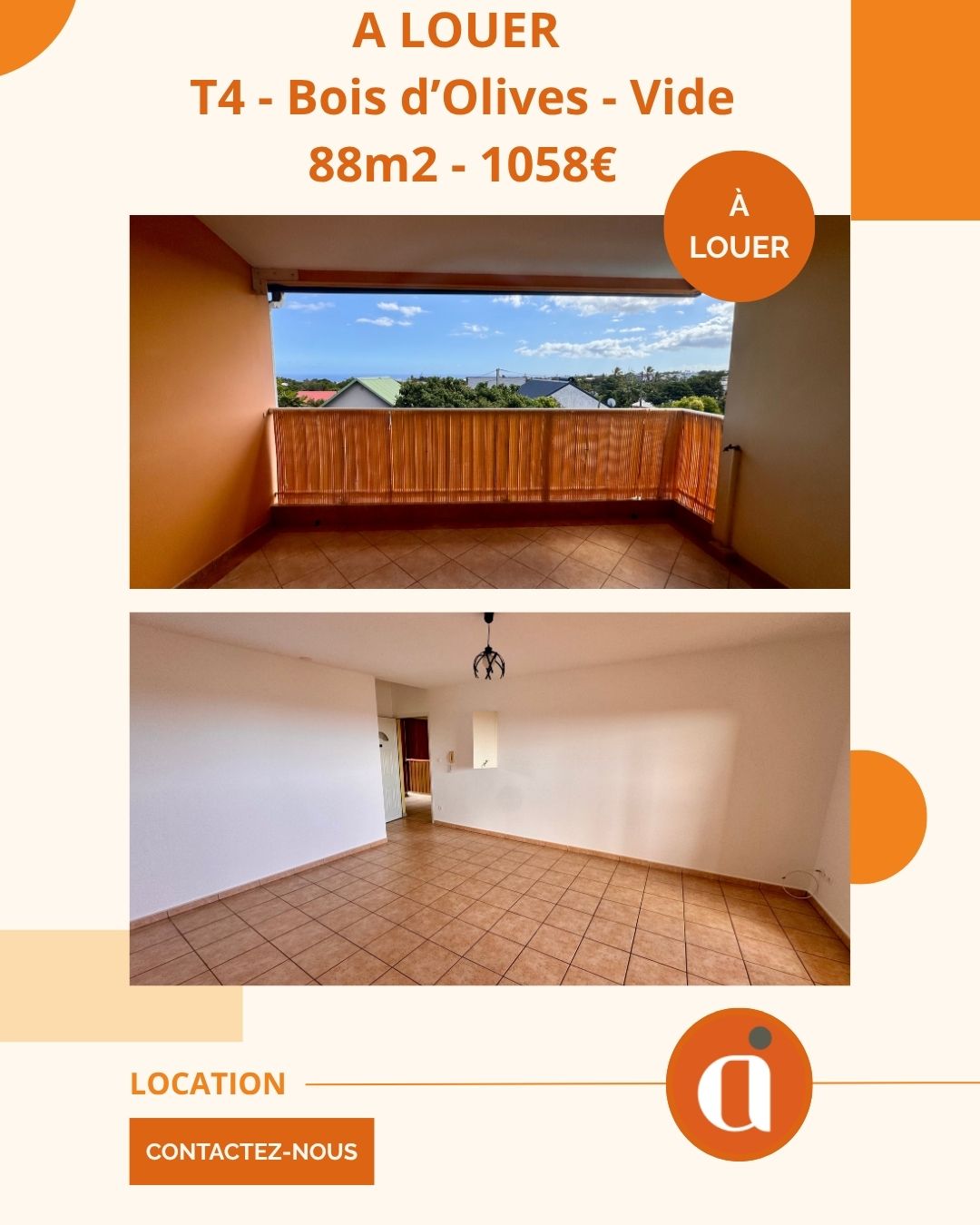 A LOUER – T4 DUPLEX – BOIS D&rsquo;OLIVE