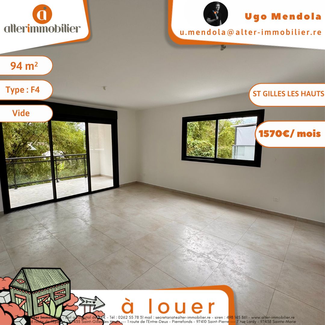 A LOUER – VILLA F4 – ST GILLES LES HAUTS